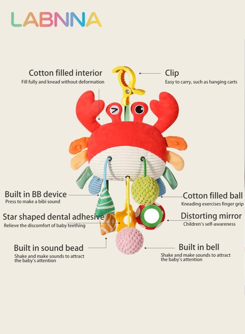 LABNNA Car Seat Toys for Babies 0–12 Months,Hanging Baby Activity Toy for Car Seat, Stroller, Crib Gym Infant Plush Rattle with Mirror, Crinkle, Clip-On for Boys Girls Tummy Time - Image 4